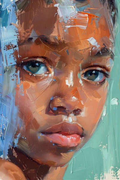 Tablou decorativ - Portret in tonuri reci de albastru Afro 29