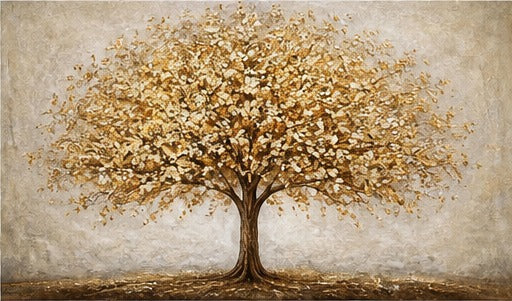 Tablou decorativ copac auriu abstract