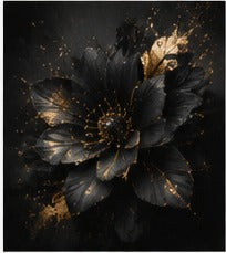 Tablou decorativ floare neagra cu polen auriu