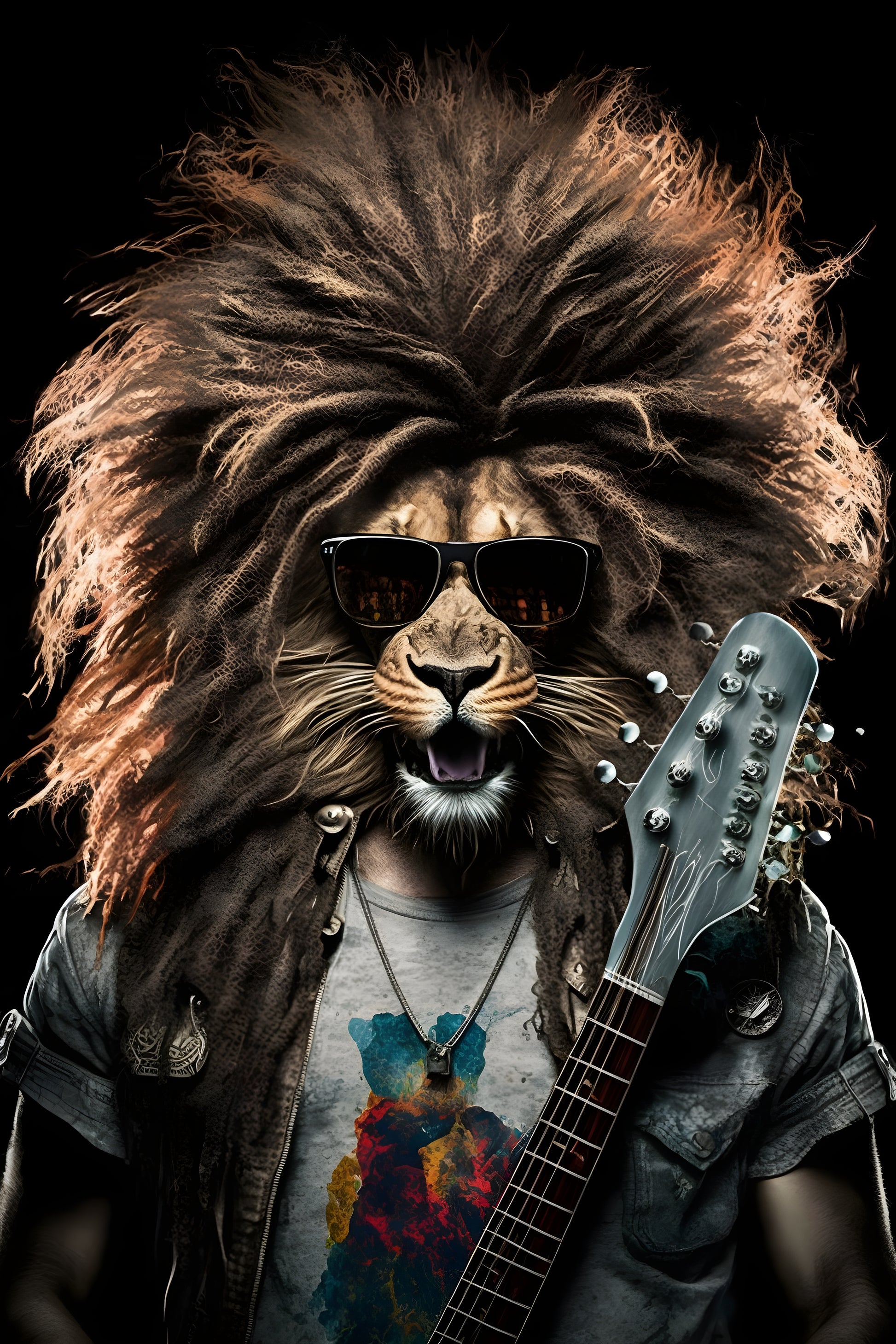 Tablou decorativ - Leul Rock Star