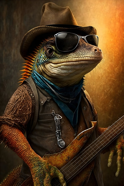 Tablou decorativ - Iguana Cowboy