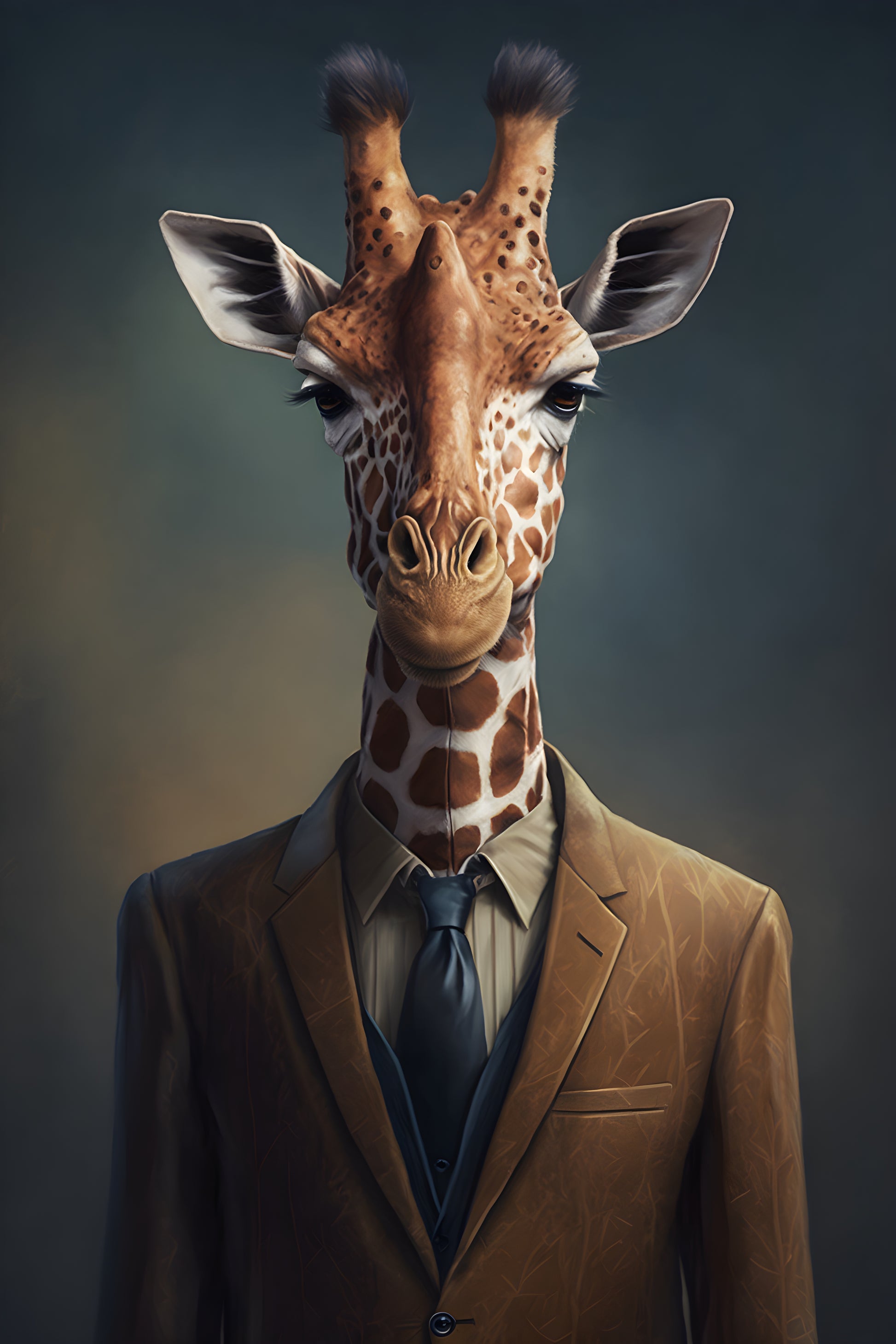 Tablou decorativ - Girafa în Costum Maro