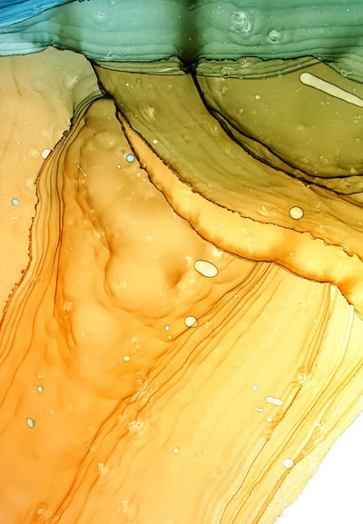 Tablou decorativ - Abstract Cerneala Verde si Portocaliu