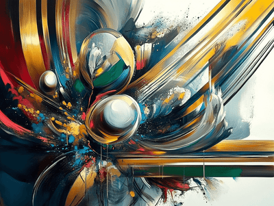 Tablou decorativ - Sfere si benzi in miscare Abstract Geometric 3D
