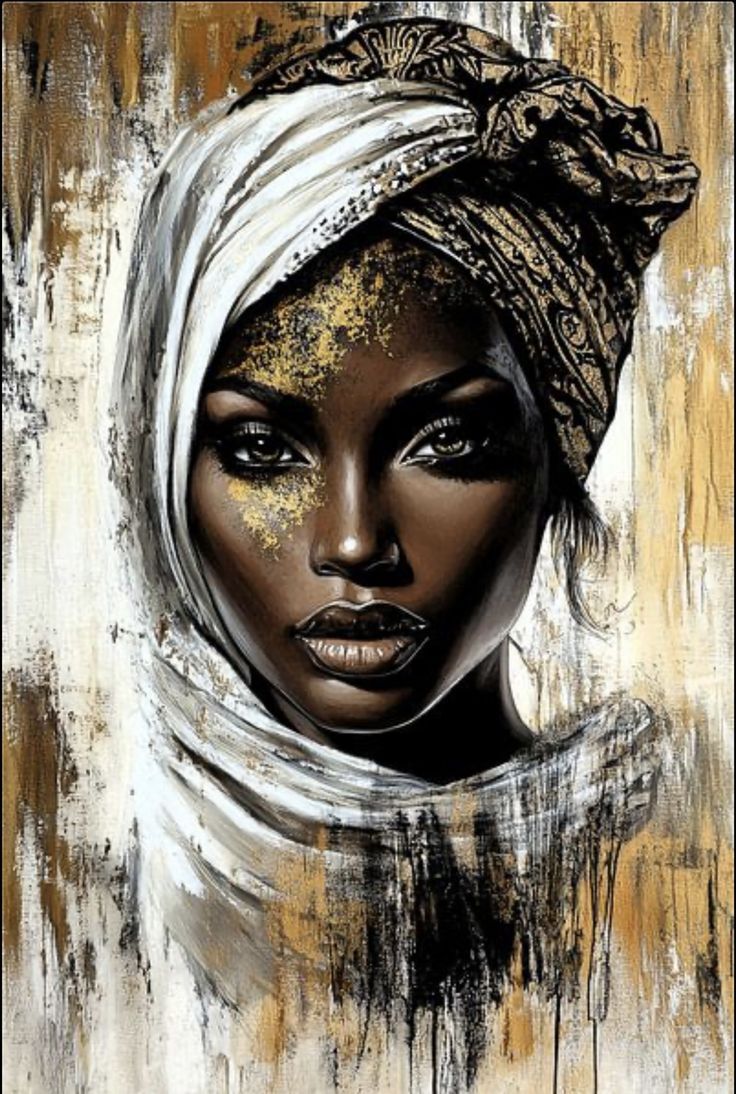 Tablou decorativ - Africana cu voal alb