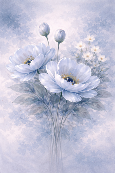 Tablou decorativ - Buchet de flori albastre delicate