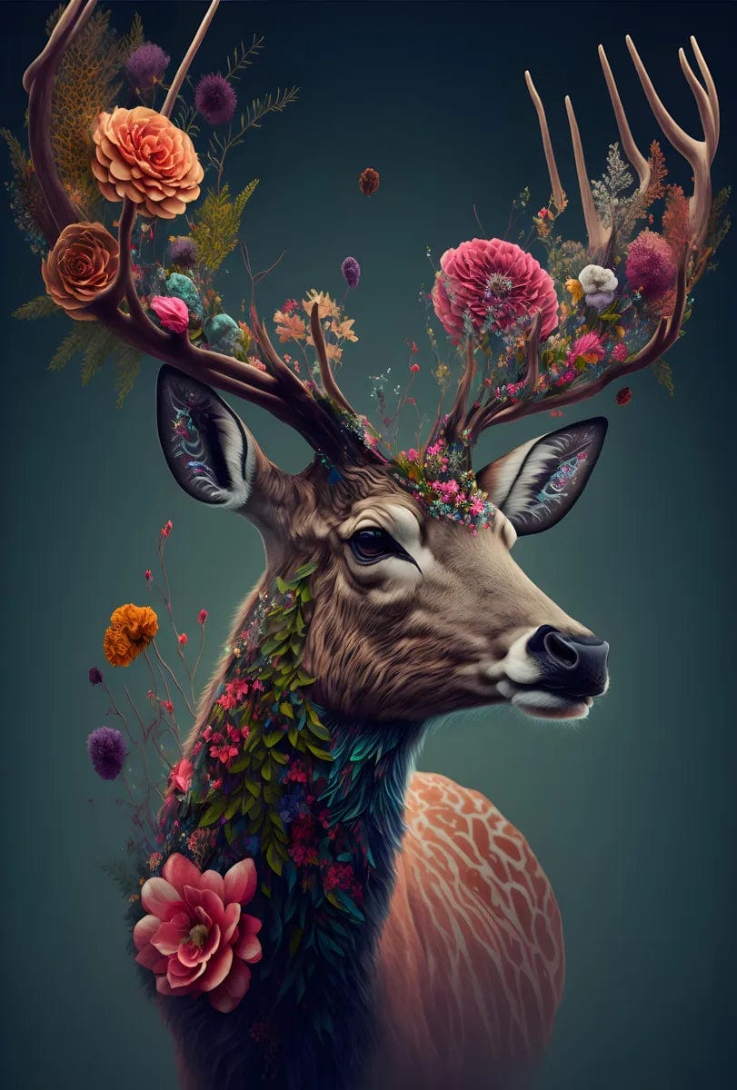 Tapet textil pentru camera copilului "Cerbul inflorat" -  1,5 X 2,2 m