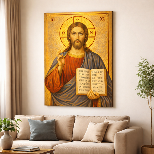Icoana pe panza - Iisus Hristos Pantocrator
