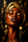 Tablou decorativ - Femeie Africana cu Turban Auriu - Zibo.ro