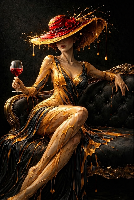 Tablou decorativ - Eleganță în aur și vin