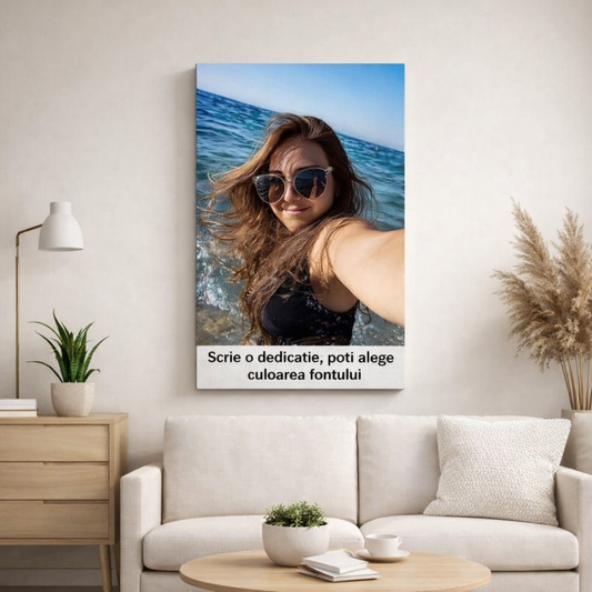 Tablou personalizat cu poza si text, tip portret
