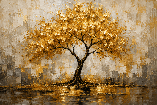 Tablou decorativ - Copac Auriu Abstract
