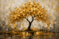 Tablou decorativ - Copac Auriu Abstract