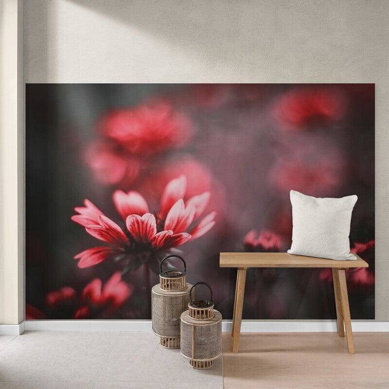 Tapet textil  1,5 X 2,2 m Flori rosii