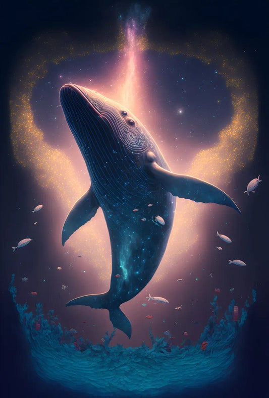 Tapet textil pentru camera copilului "Galaxy whale" -  1,5 X 2,2 m