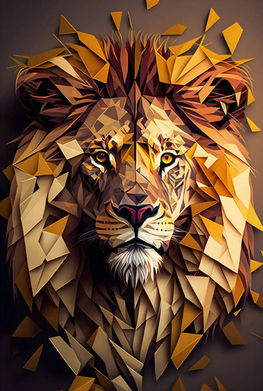 Tapet textil pentru camera copilului "Geometric lion head" -  1,5 X 2,2 m