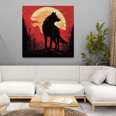 Tablou decorativ - Lupul si Luna Plina