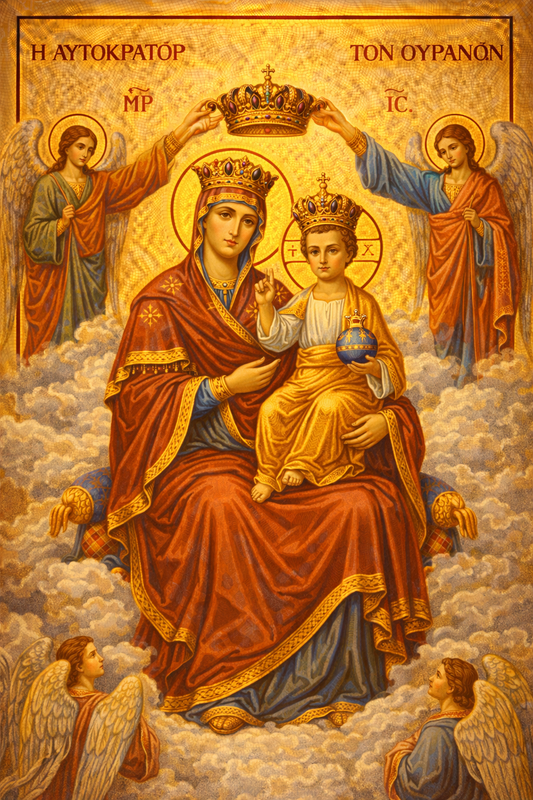 Icoana pe panza - Maica Domnului – Împărăteasa Cerurilor
