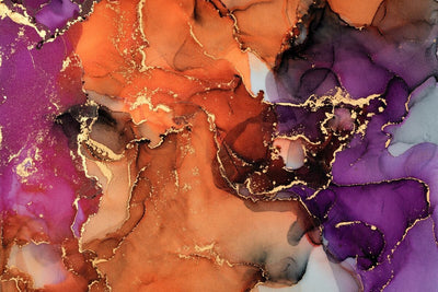 Tablou decorativ - Marmura Abstracta Violet si Orange