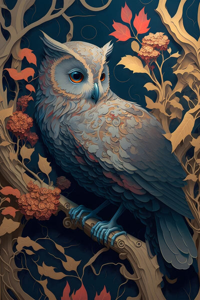 Tablou decorativ - Owl in fairy forest