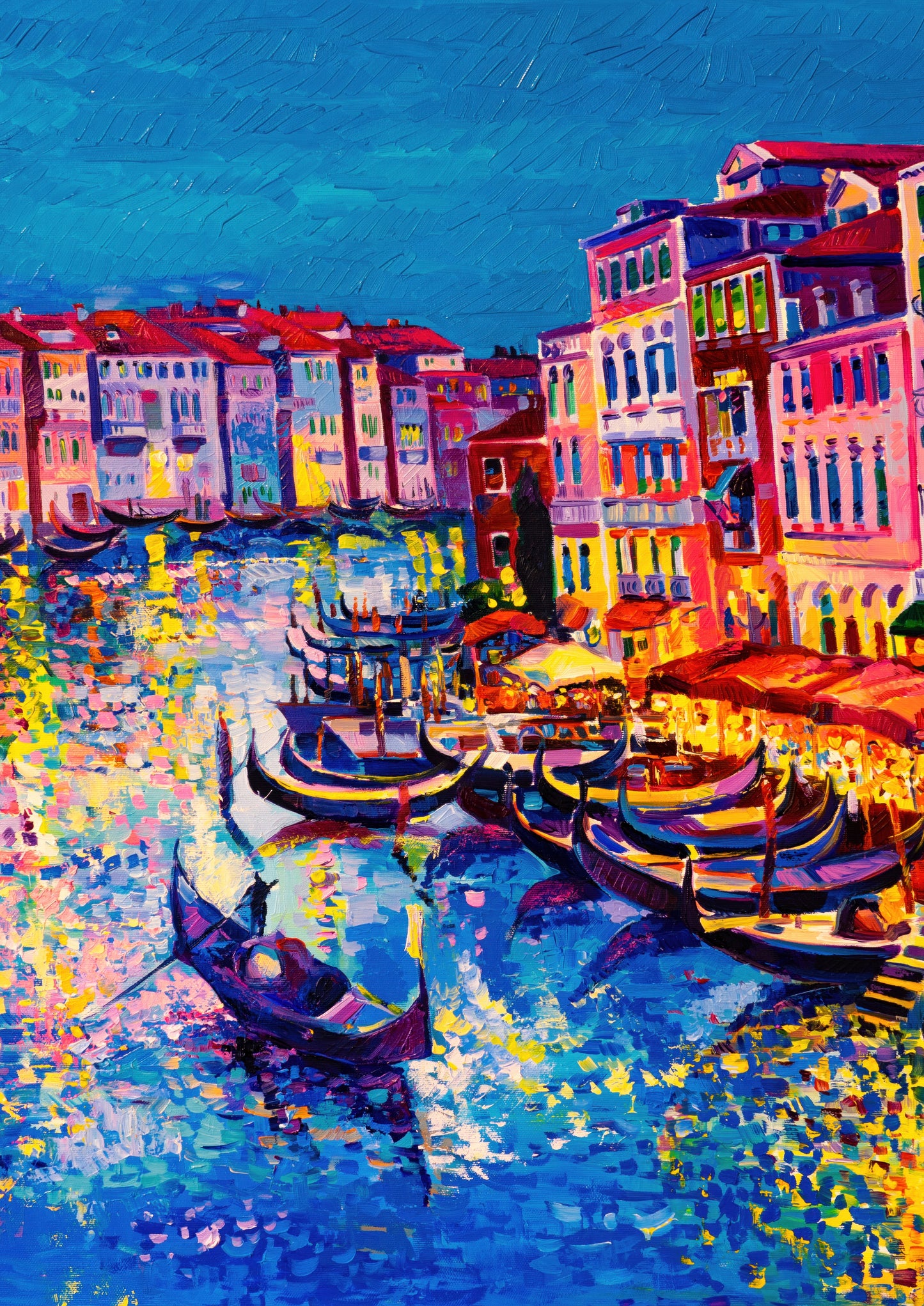 Tablou decorativ cu gondole pe canal in Venetia
