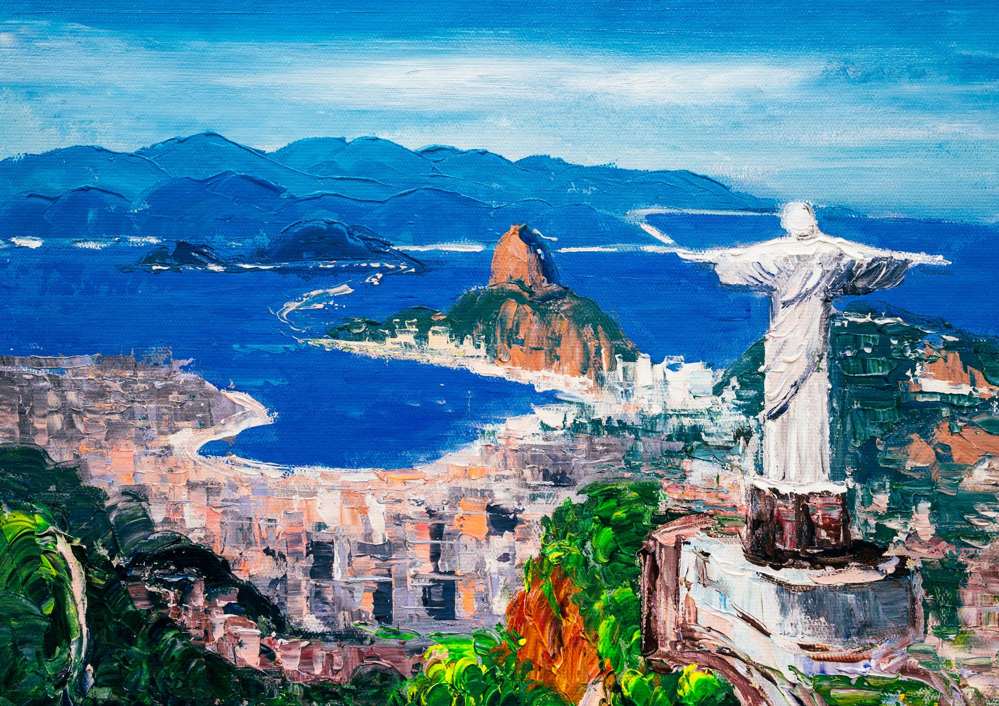 Tablou decorativ Rio de Janeiro cu statuia Cristo Redentor, pictura
