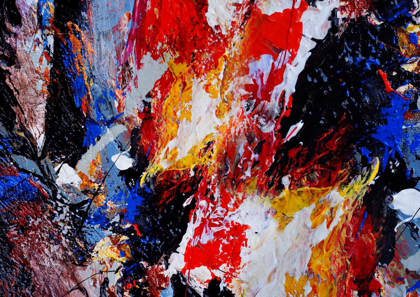 Tablou decorativ abstract impasto in rosu si negru