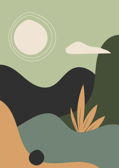 Tablou decorativ - Peisaj Abstract cu nuante de verde
