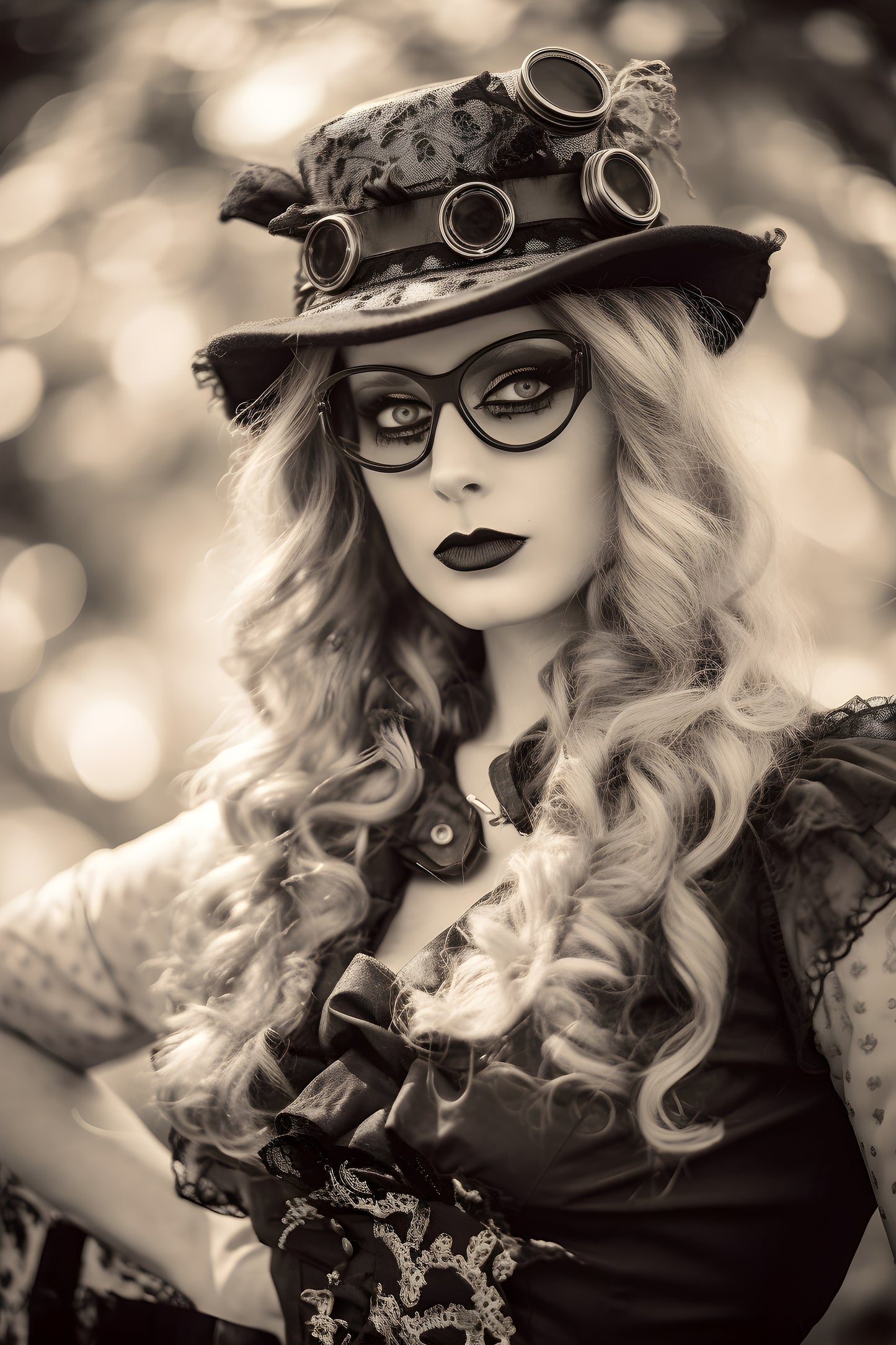 Tablou decorativ - Portret Monocrom cu Joben Dantelat