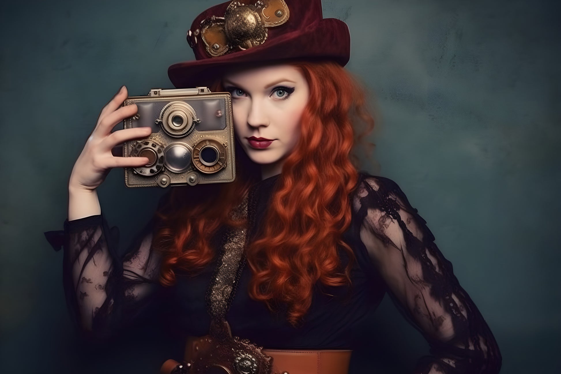 Tablou decorativ - Fotografa cu Aparat de Alamă