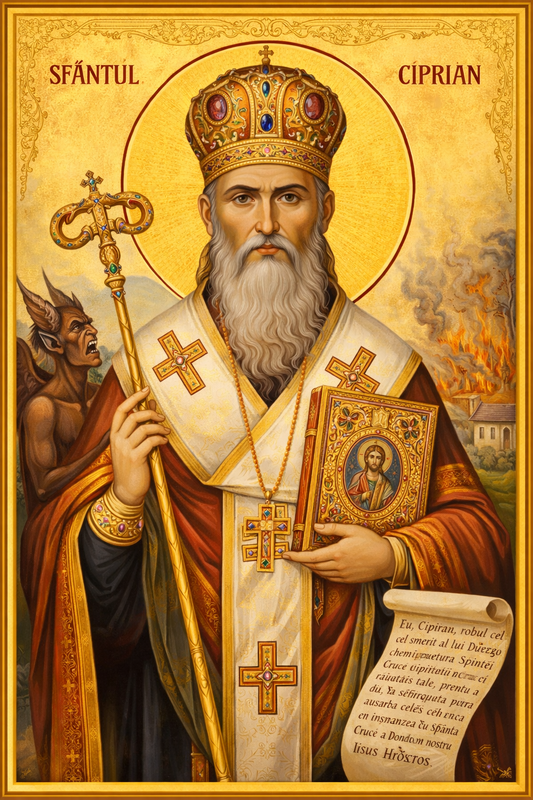 Icoana   - Sfântul Ciprian și demonul izbăvitor – Canvas, Sticla sau Aluminiu