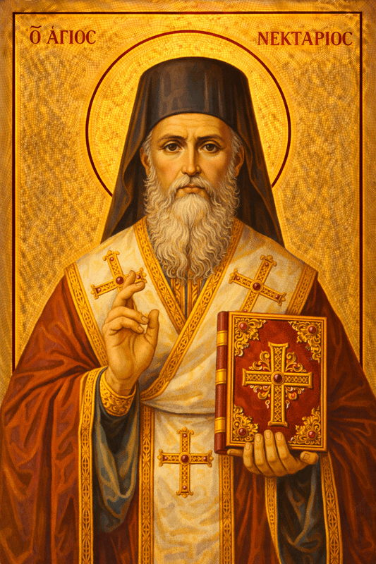 Icoana pe panza - Sfântul Nectarie de la Eghina