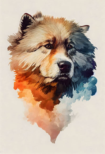 Tablou decorativ - Akita in Culori Acvatice