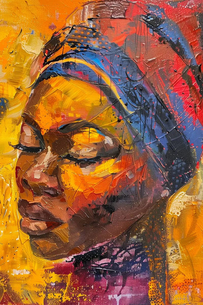 Tablou decorativ - Turban colorat si ochi inchisi Afro 41
