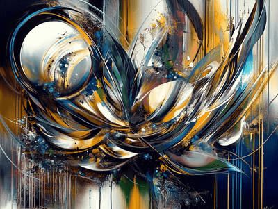 Tablou decorativ - Vartej albastru si auriu Abstract Multicolor 3D