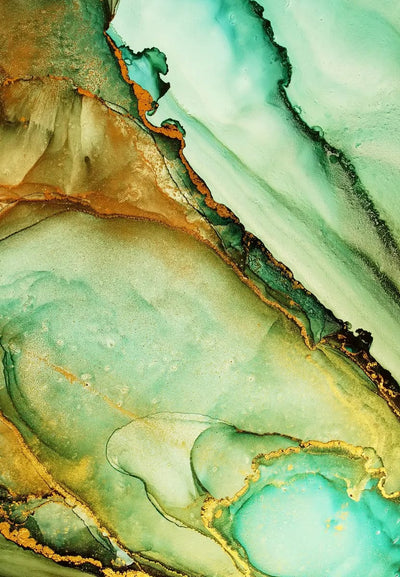 Tablou decorativ - Abstract pelicule cerneala nuante Verzi