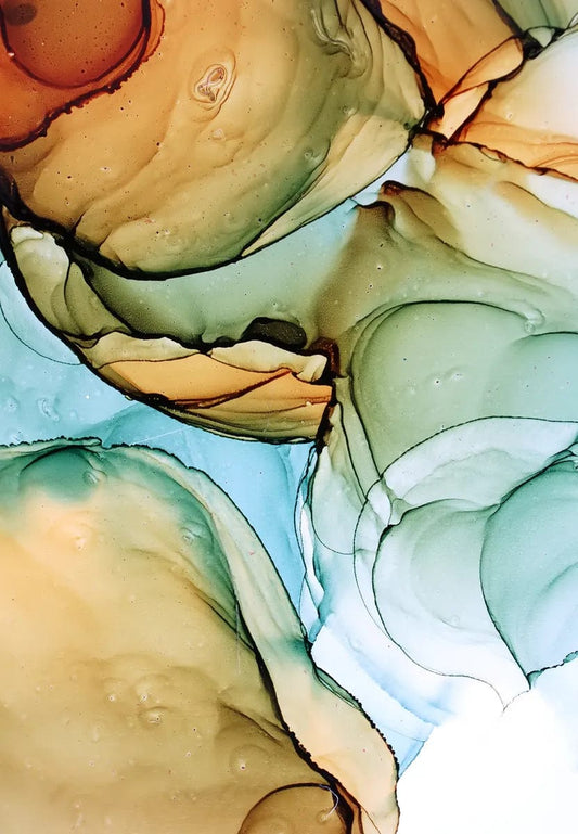 Tablou Canvas - Eleganta Abstracta Cerneala Maro si Albastru