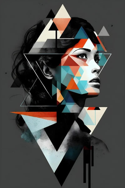 Tablou decorativ - Profil geometric alb-negru Abstract 3D 400 Elegance
