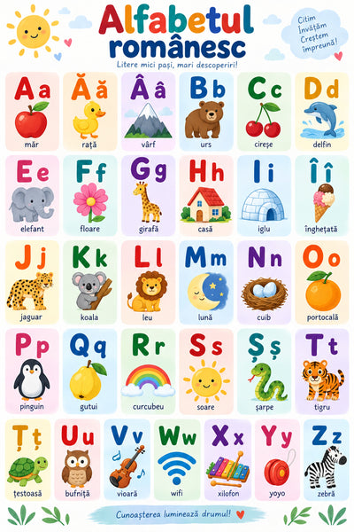 Plansa educativa - Alfabetul Romanesc