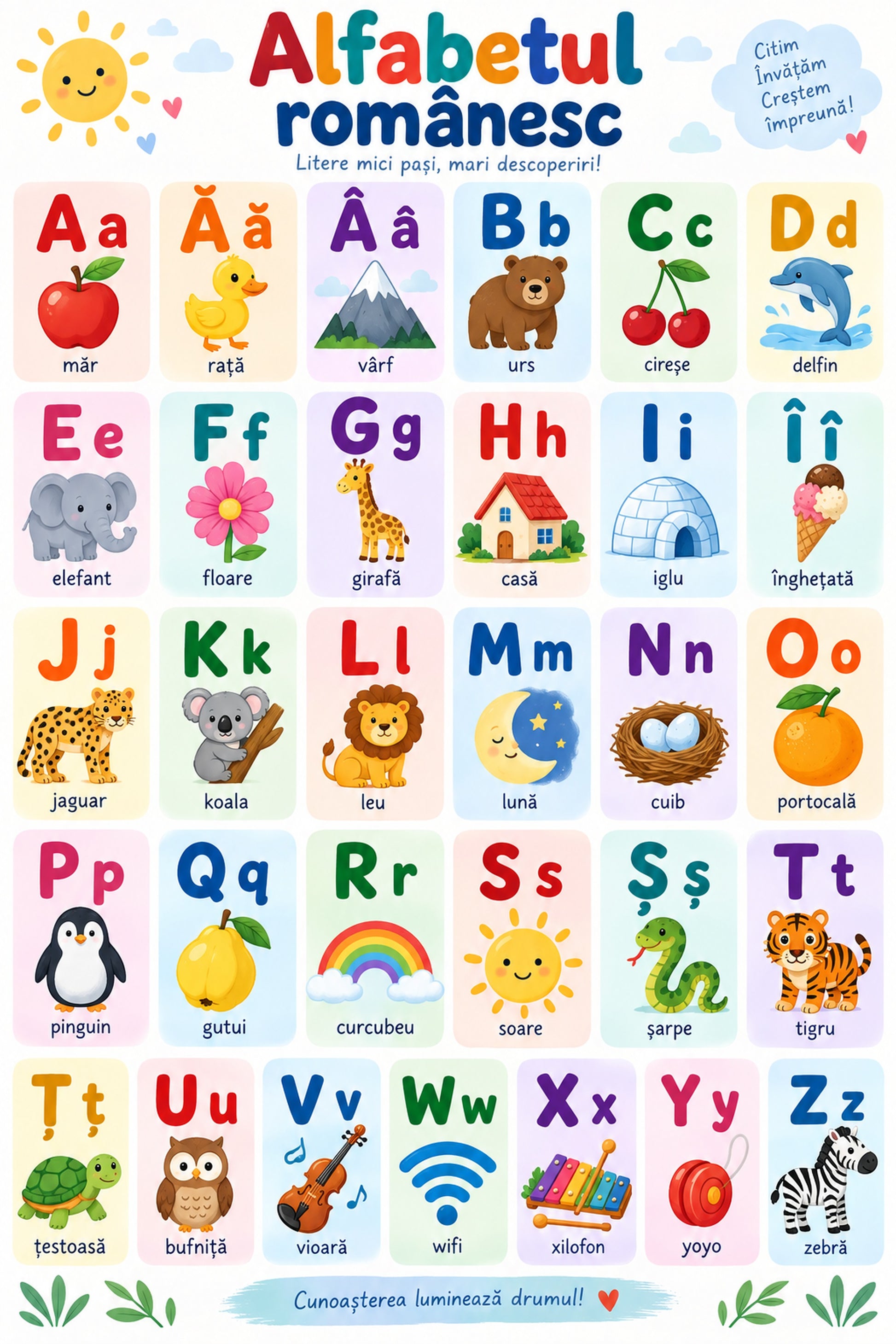 Plansa educativa - Alfabetul Romanesc