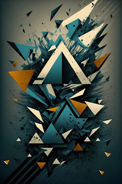 Tablou decorativ - Triunghiuri turcoaz in miscare Abstract 3D 35