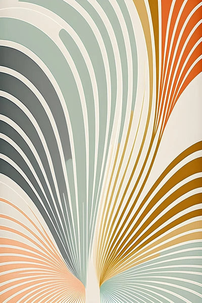 Tablou decorativ - Evantai de linii aurii Abstract 3D 124
