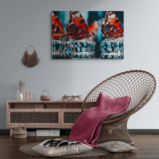 Tablou Canvas - Fluturi pe Cuburi de Gheata