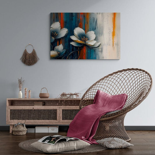 Tablou Canvas - Eleganta Florala cu 3 Floricele Albe