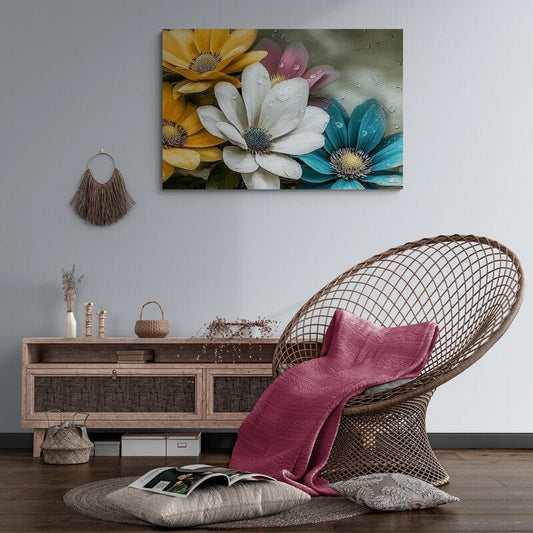 Tablou Canvas - Buchet Flori cu Picaturi de Ploaie