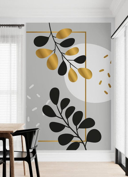 Tapet textil  1,5 X 2 m "Black leaves"