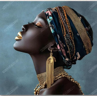 Tablou decorativ - Femeie Africana cu Ochii Inchisi