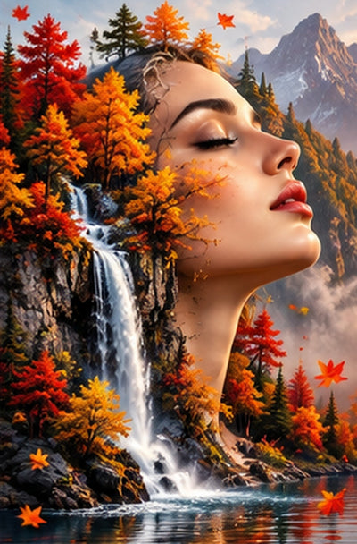 Tablou decorativ - Cascada de Toamna Aurie