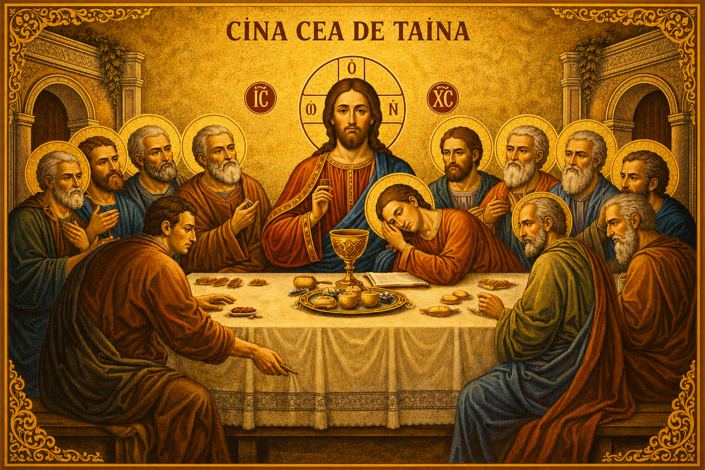 Icoană - Cina cea de Taină în stil bizantin