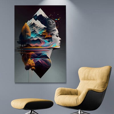 Tablou decorativ - Profil cu peisaj montan Abstract 3D 76
